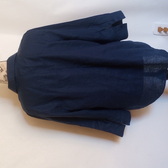 Chicos 100% Linen Women's No Iron Button Down Shirt 3/4 Sleeves 1 Pocket Size M - Picture 3 of 5